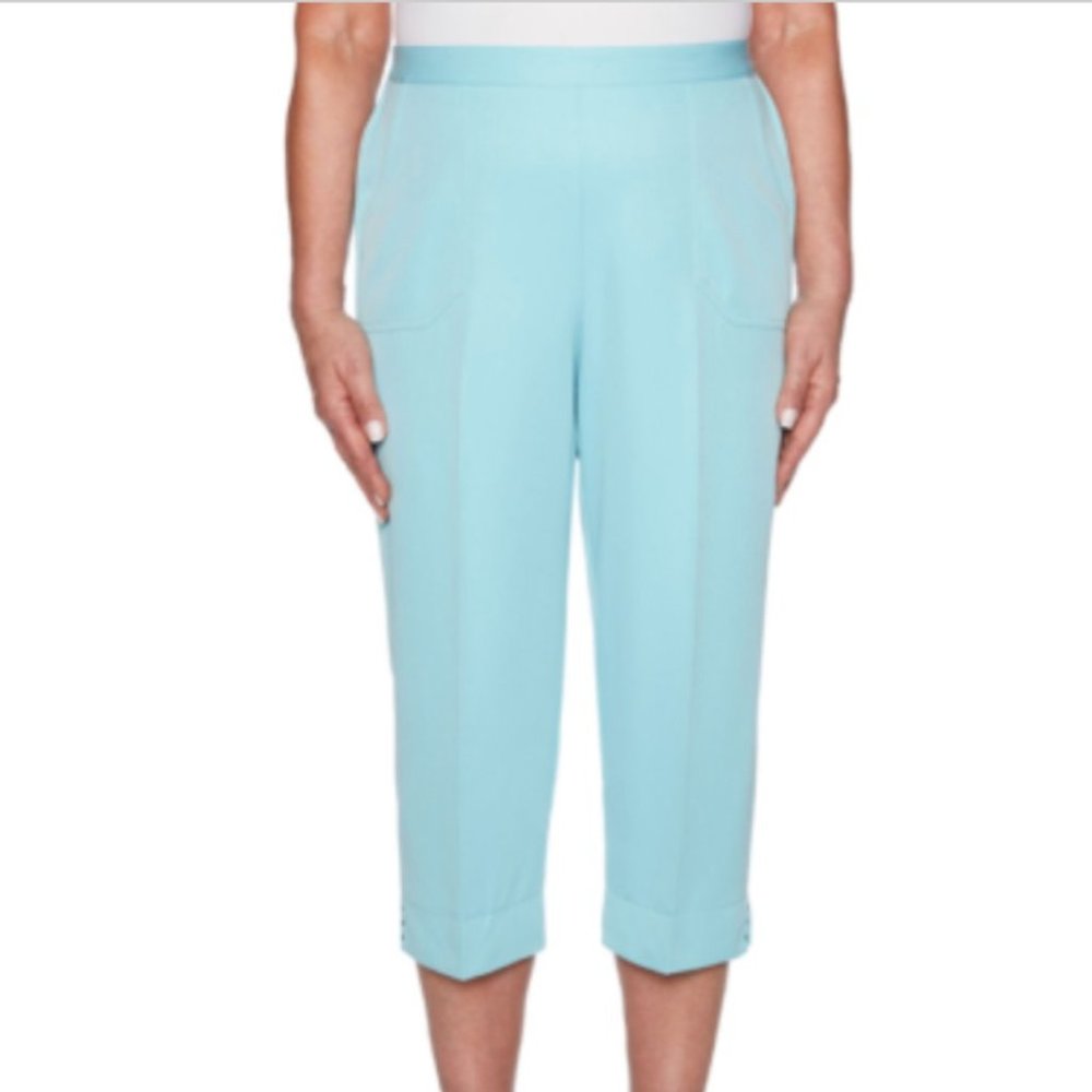 Alfred Dunner Women's Catalina Island Classic Fit Aqua Capri Pants New w/Tags 6P